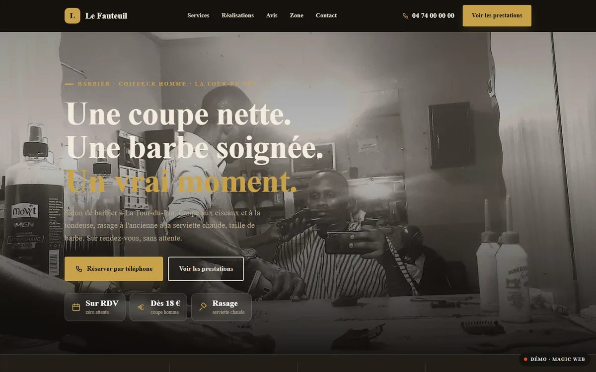 Démo de site pour barbier