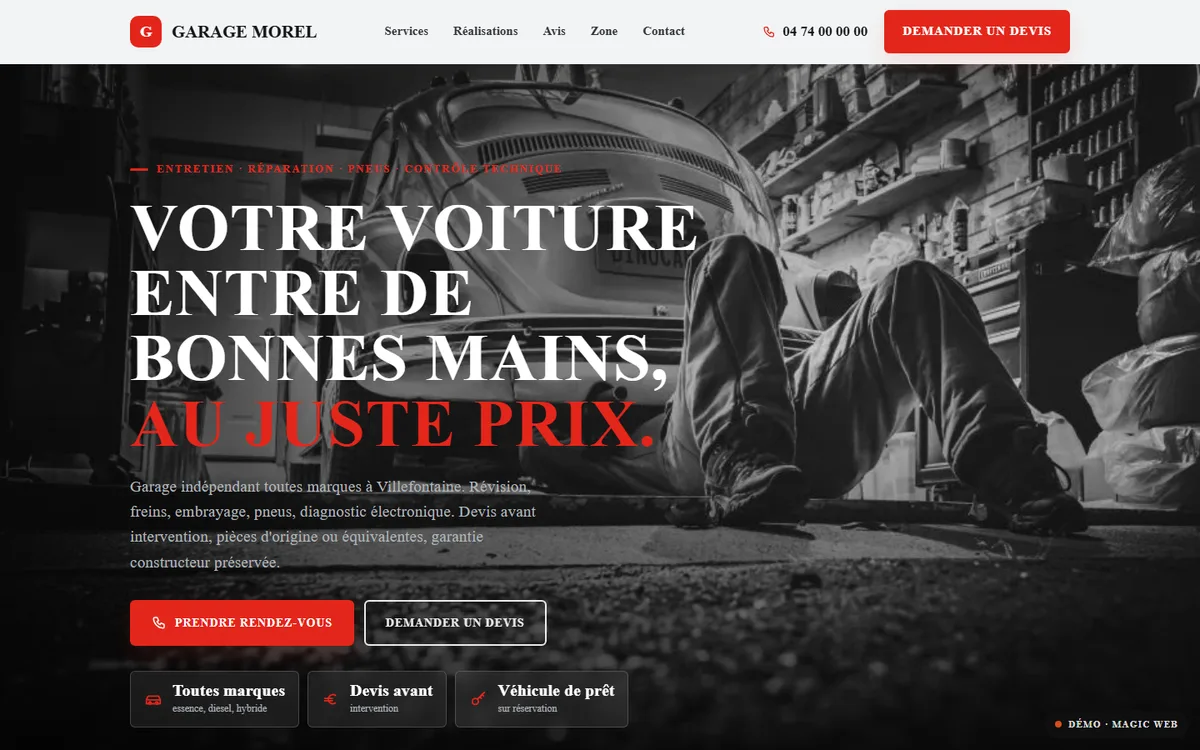 Démo de site pour garage automobile