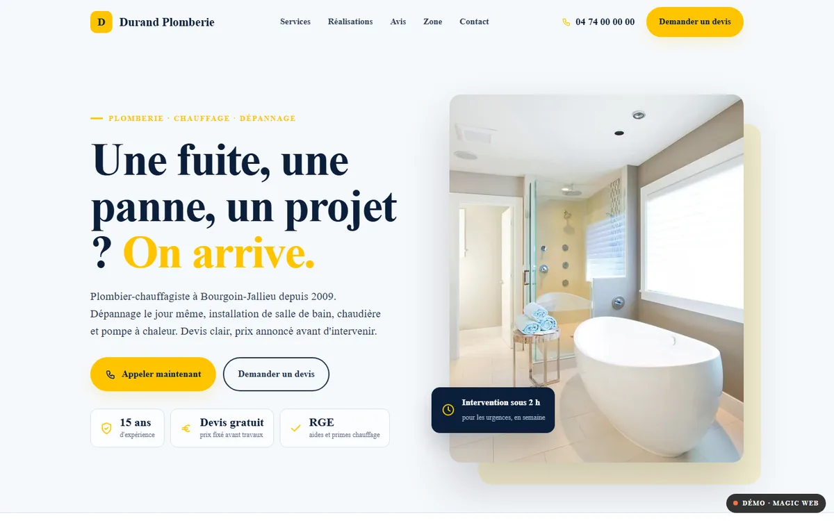 Démo de site pour plombier-chauffagiste